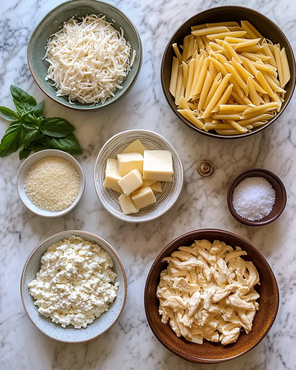 Ingredients for Creamy Chicken Mozzarella Pasta: A Delightful Dinner in 30 Minutes