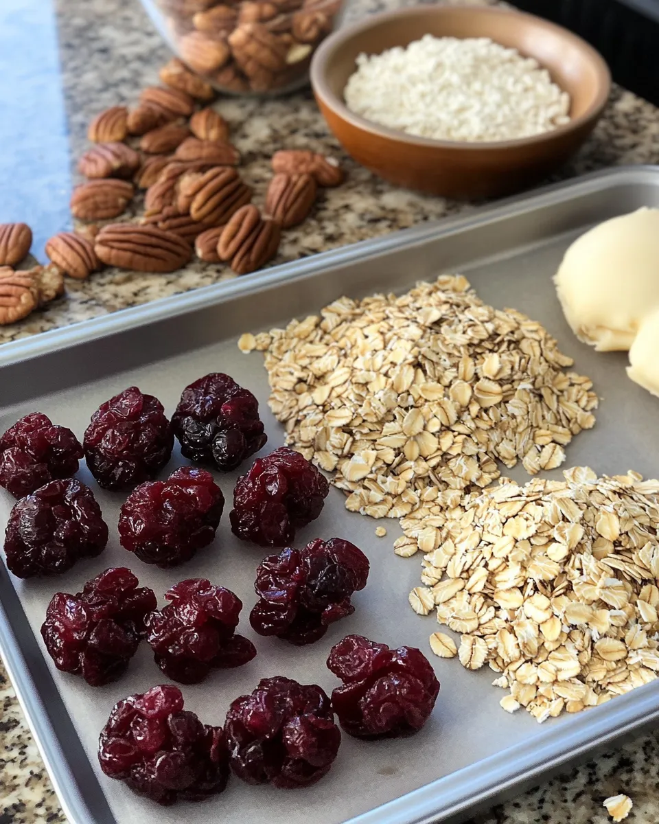 Ingredients for Delightful No-Bake Cranberry Pecan Praline Cookies That Will Wow Your Taste Buds