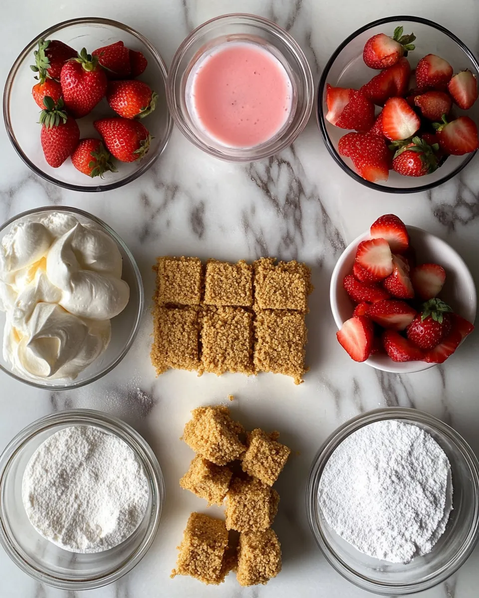 Ingredients for Irresistible Strawberry Crunch Cheesecake Chunks: A Sweet Bite of Heaven