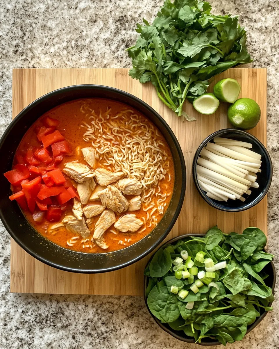 Ingredients for Spice Up Your Dinner with Thai Red Curry Chicken Ramen Soup Delight