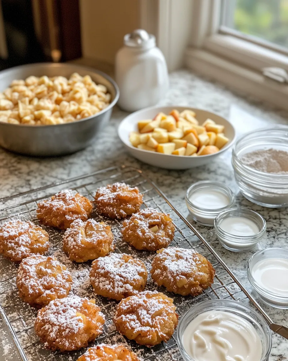 Ingredients for Irresistibly Delicious Baked Apple Fritters with Glaze: A Sweet Fall Treat