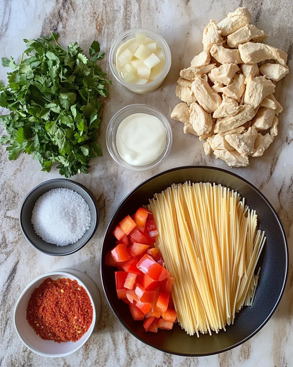 Ingredients for Bold & Creamy Cajun Chicken Spaghetti: A Spicy Delight