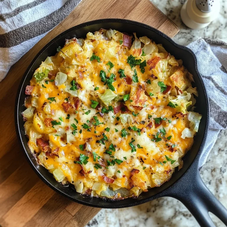 Photo of featured for Savor the Flavor: Cheesy Irish Skillet with Cabbage and Hash Browns