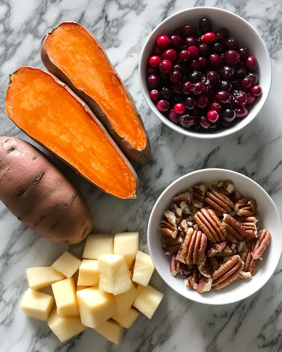 Ingredients for Deliciously Decadent Cranberry Apple Twice-Baked Sweet Potatoes
