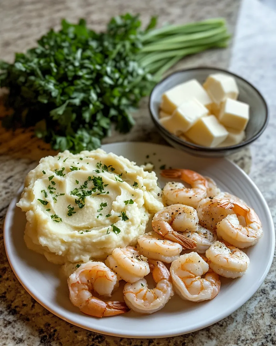 Ingredients for Indulgent Creamy Garlic Shrimp Over Mashed Potatoes