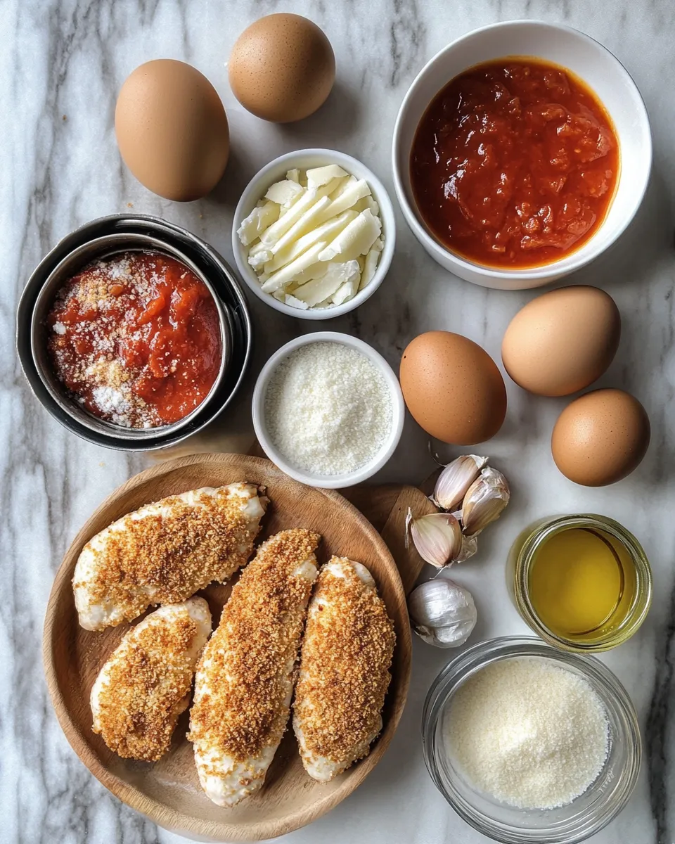 Ingredients for Crispy Air Fryer Chicken Parmesan: Irresistibly Crunchy and Delicious