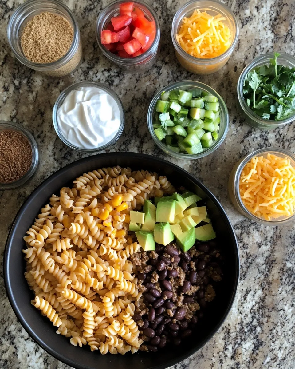 Ingredients for Deliciously Easy Crockpot Taco Pasta Recipe