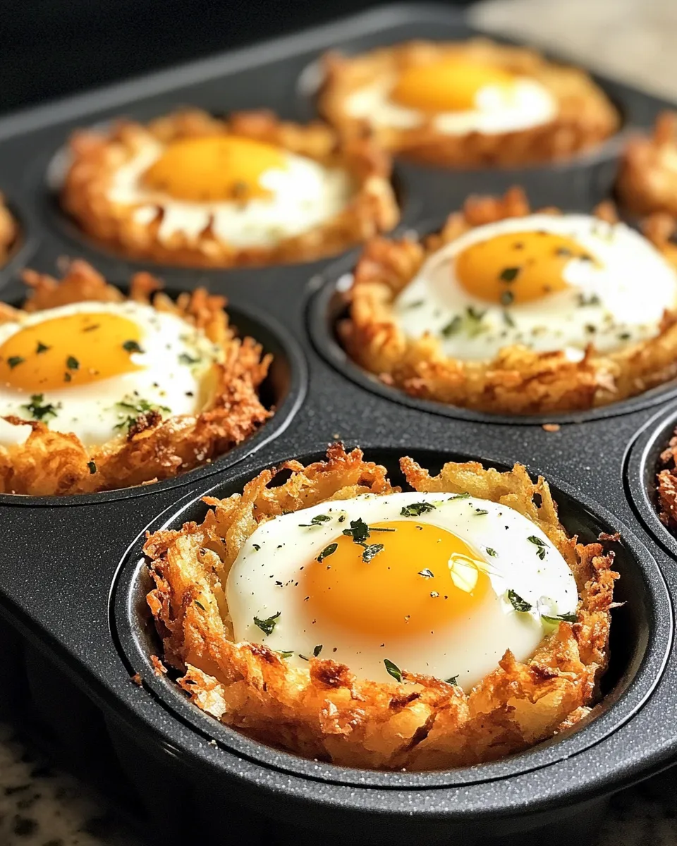 Ingredients for Deliciously Savory: Eggs Nestled in Crispy Hash Brown Baskets
