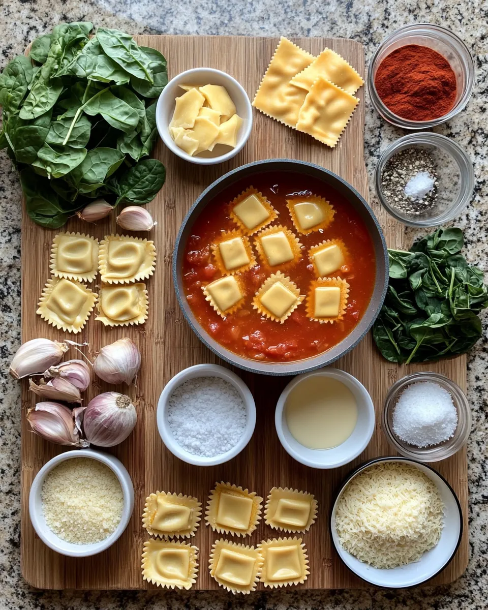 Ingredients for One-Pot Wonder: Heavenly Oven Ravioli Soup