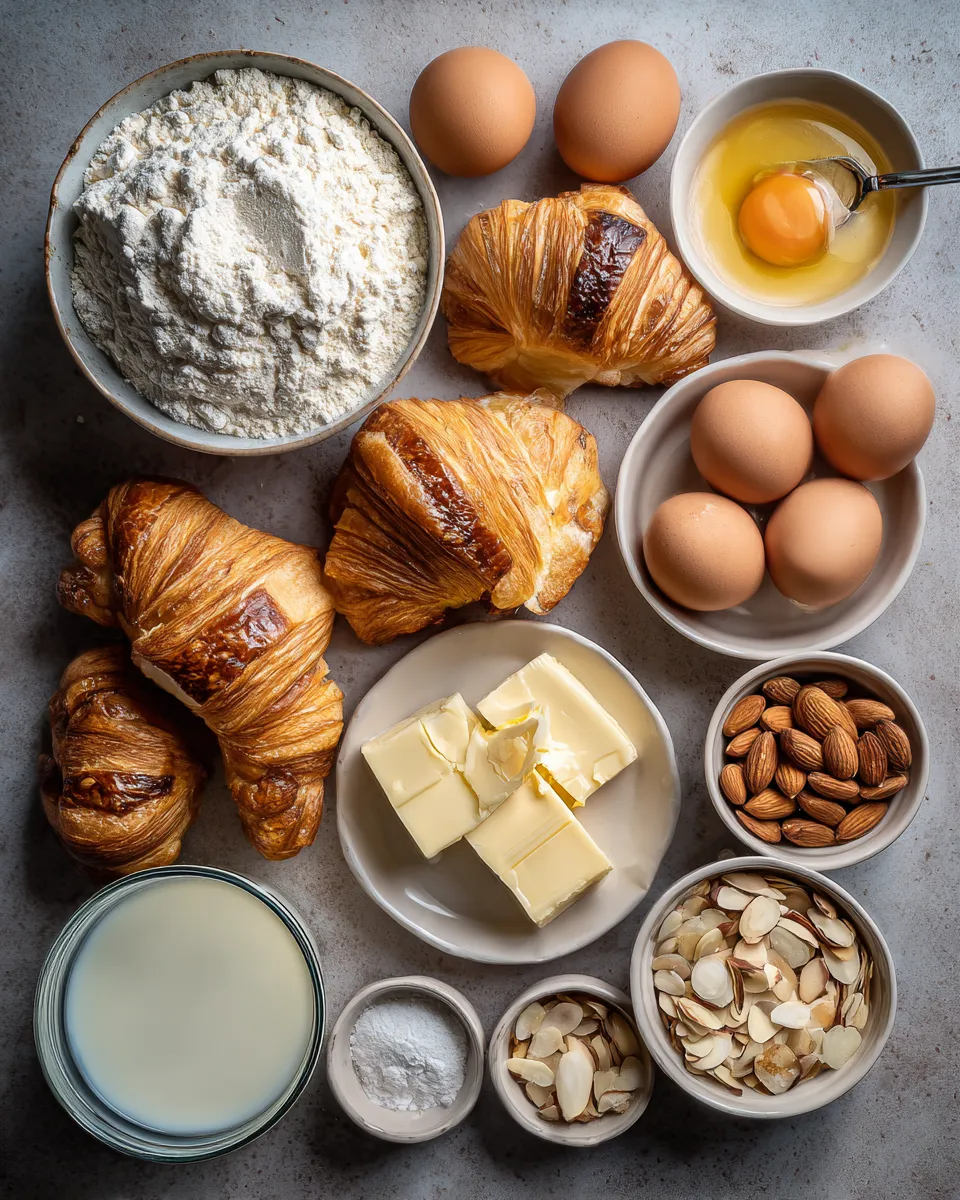 Ingredients for Irresistible Almond Croissant Cake Delight