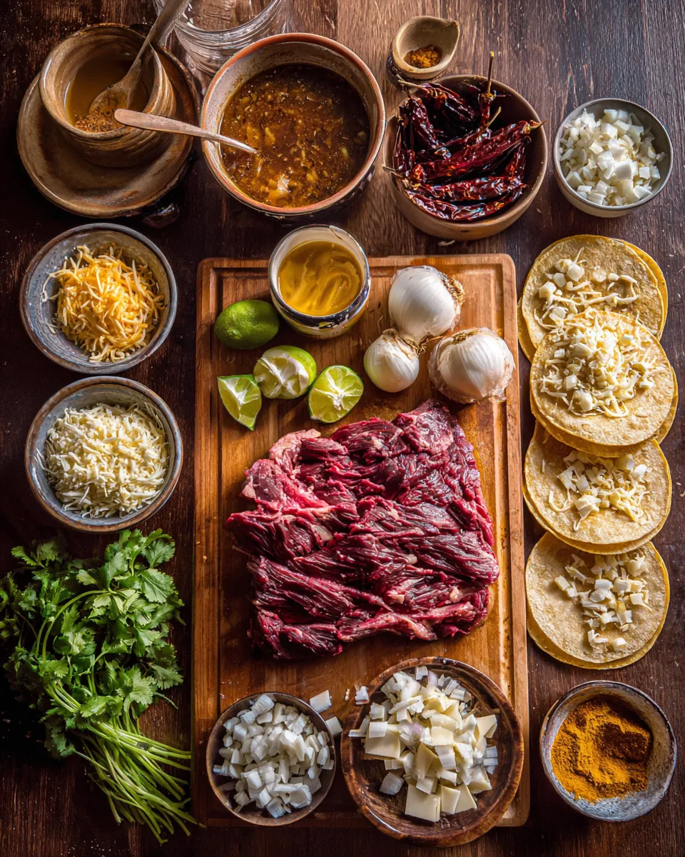 Ingredients for Irresistible Birria Quesa Tacos: A Cheesy Delight