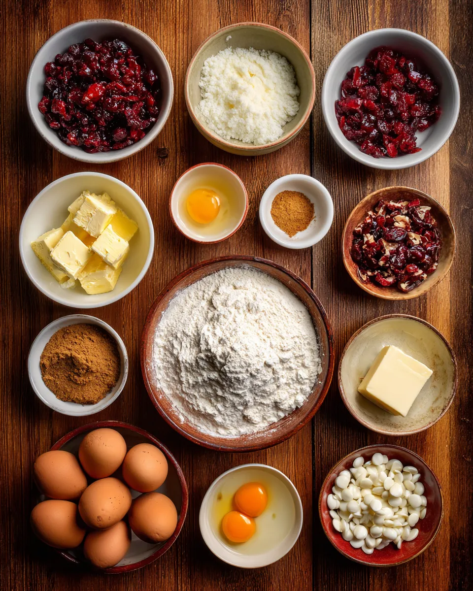 Ingredients for Irresistibly Chewy Christmas Cranberry Orange Cookies