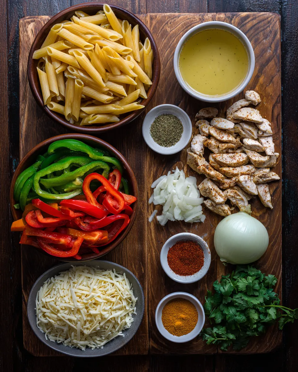 Ingredients for Deliciously Spicy Chicken Fajita Pasta Recipe