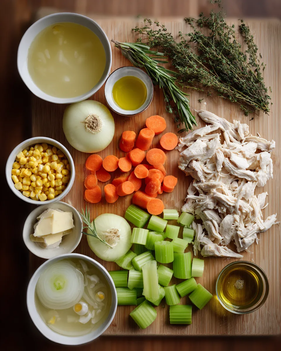 Ingredients for Savory Chicken Pot Pie Soup: A Comforting Twist on a Classic Dish
