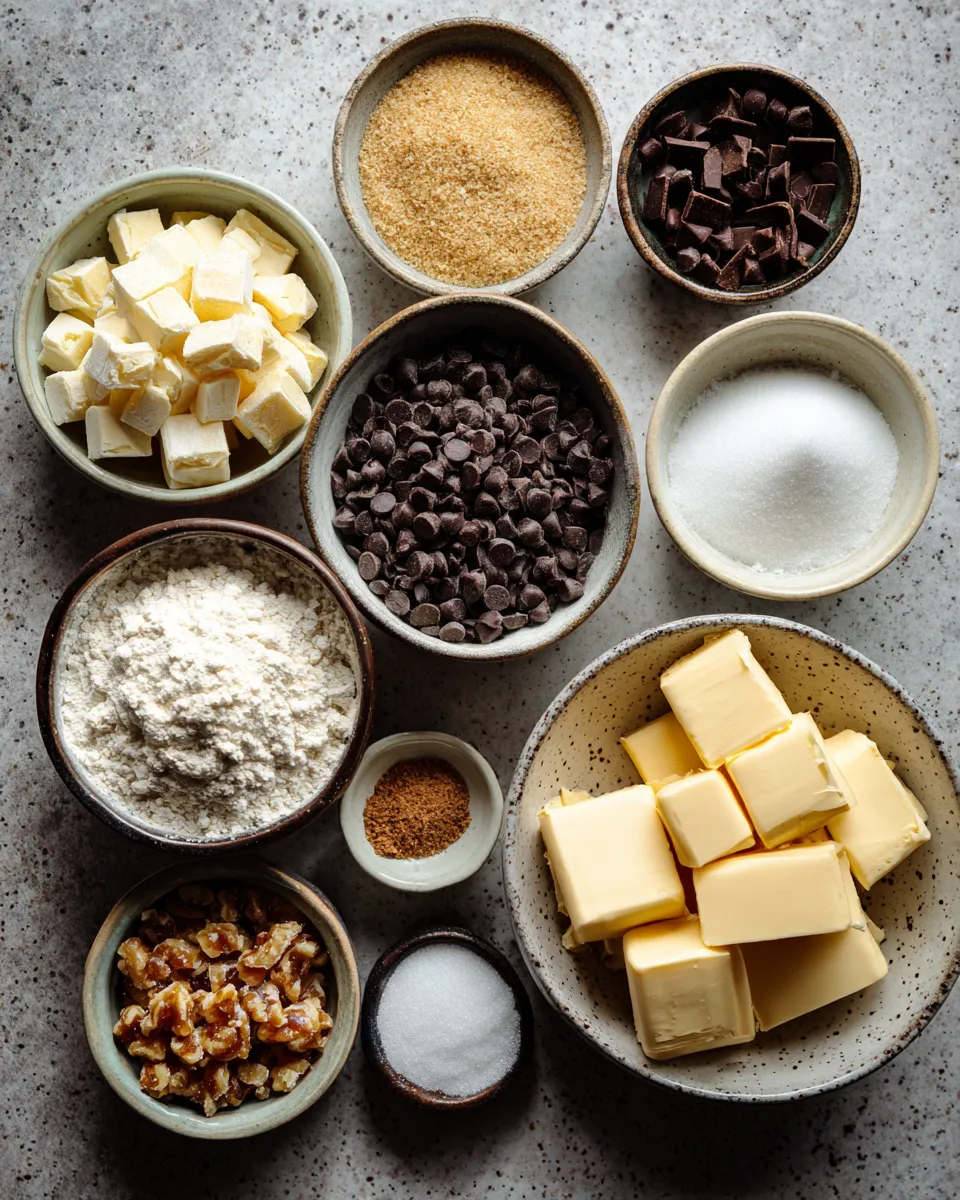 Ingredients for Indulgent Chocolate Chip And Toffee Shortbread Cookies: Irresistibly Decadent