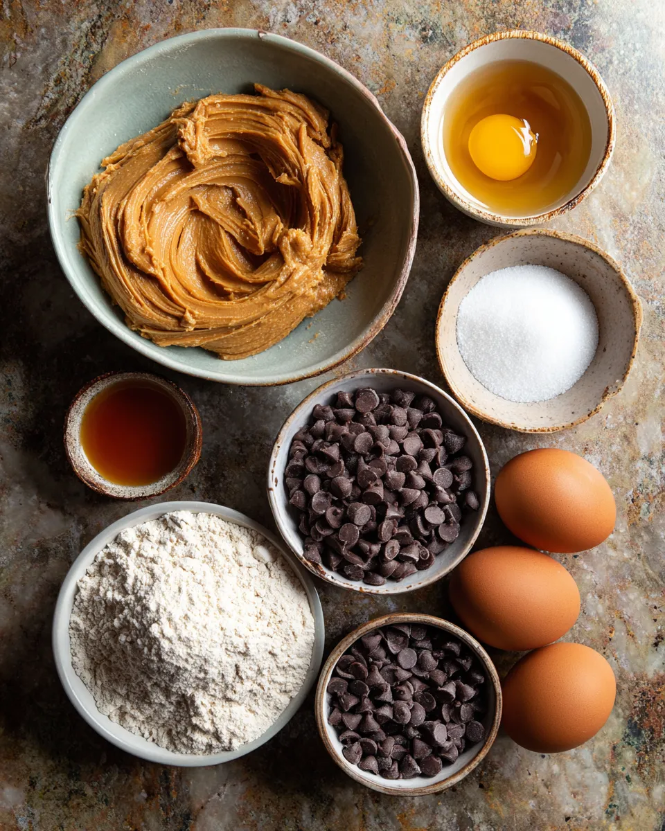 Ingredients for Irresistible Chocolate Peanut Butter Swirl Cookies