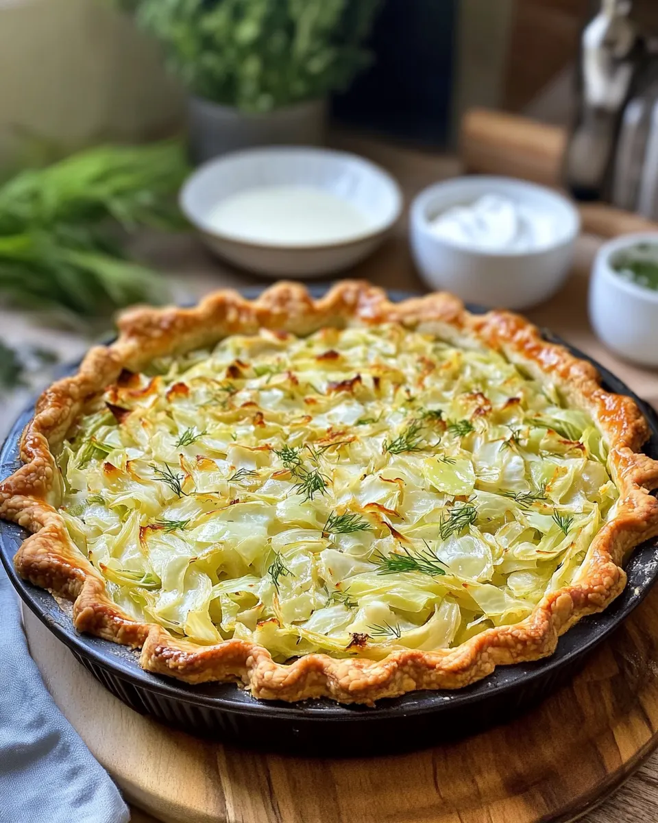Ingredients for Irresistible Crispy Cabbage Pie with Dill Cream Sauce