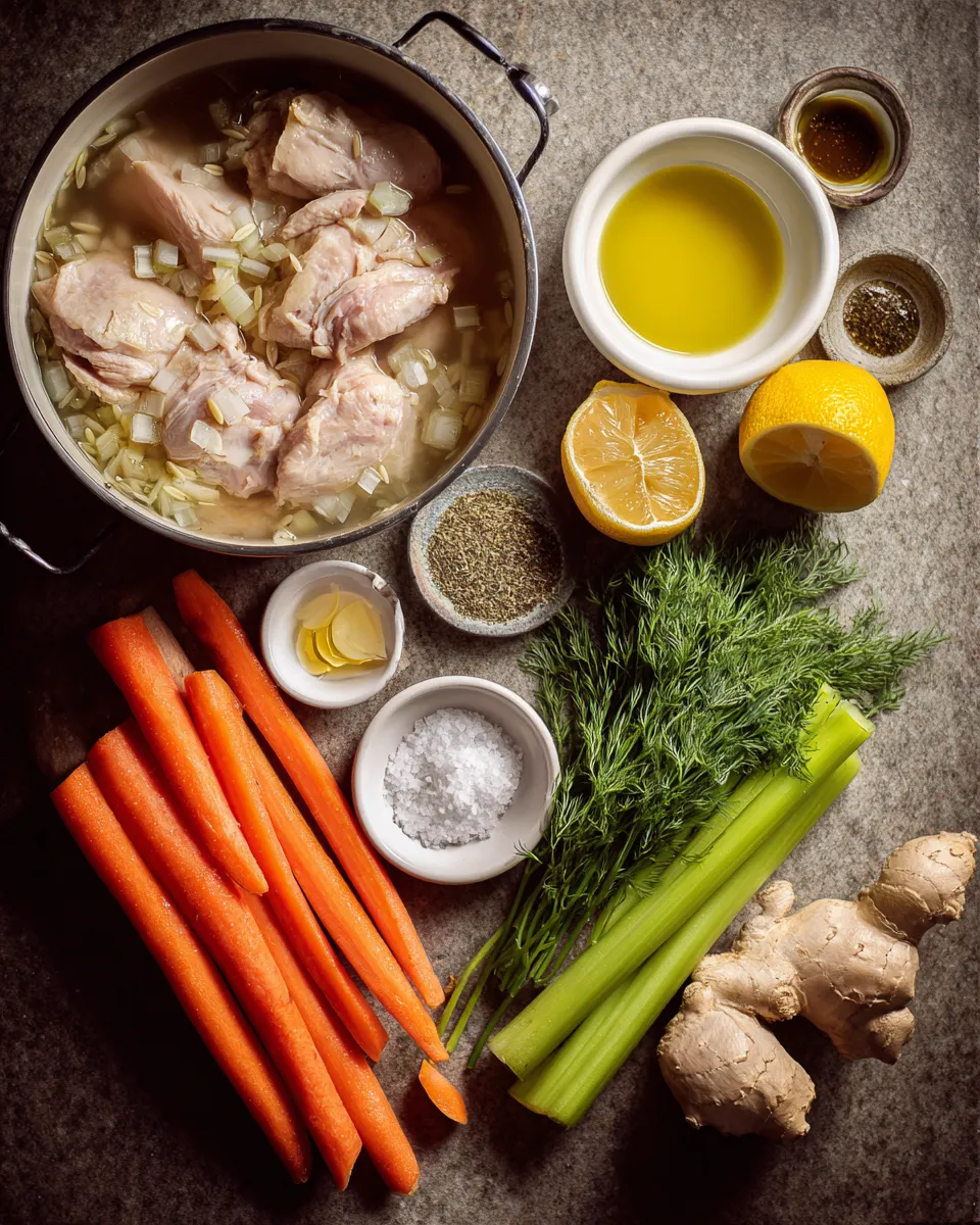 Ingredients for Deliciously Tangy Greek Lemon Chicken Soup
