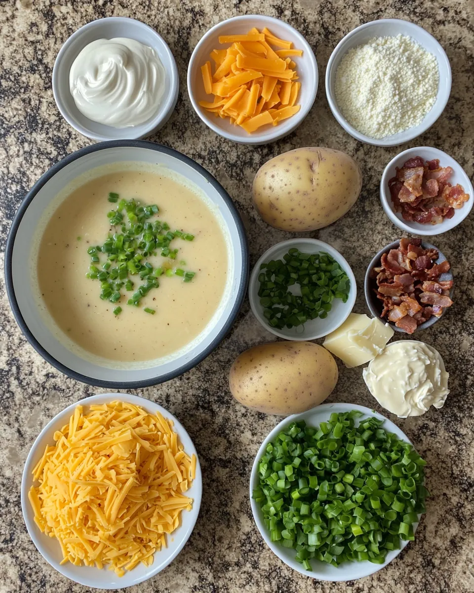Ingredients for Indulgent Loaded Outback Potato Soup: A Hearty Delight