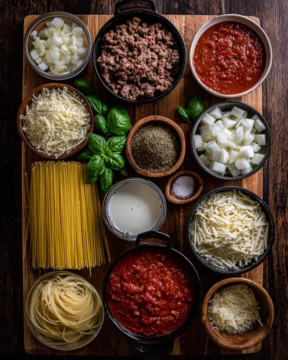 Ingredients for Million Dollar Spaghetti: Indulge in this Decadent Delight