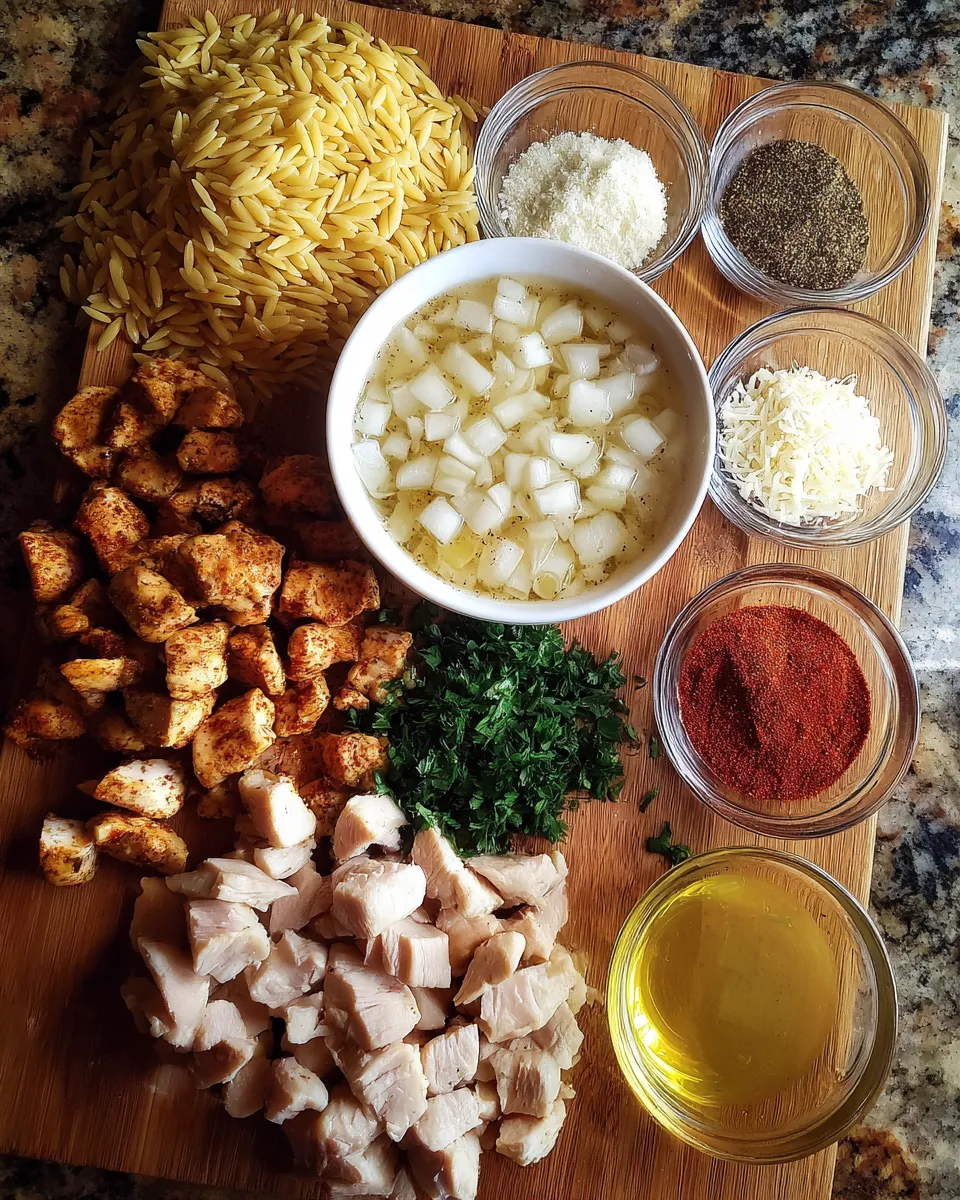 Ingredients for Sizzling One Pot Cajun Chicken Alfredo Orzo: A Flavor Explosion