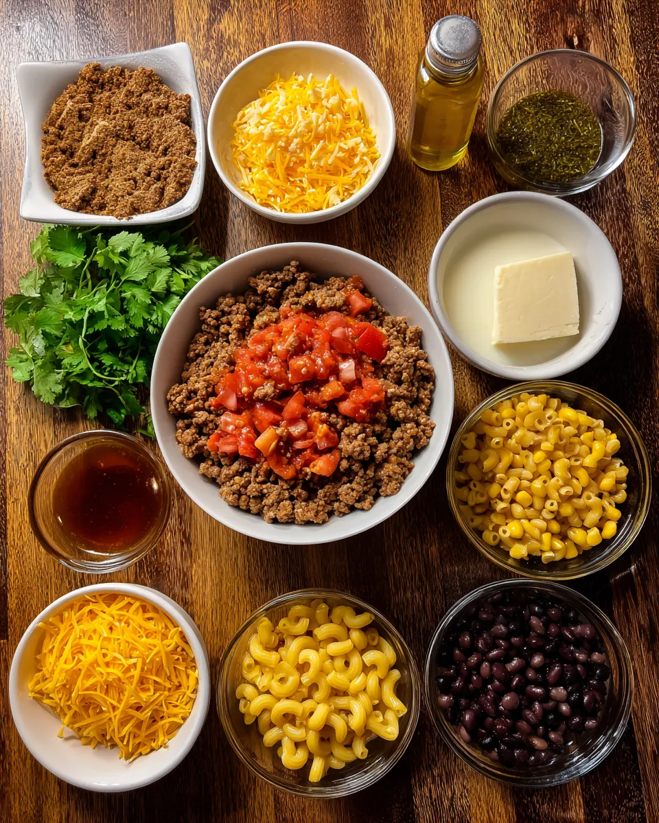 Ingredients for One Pot Taco Mac: Mouthwatering Fiesta Delight