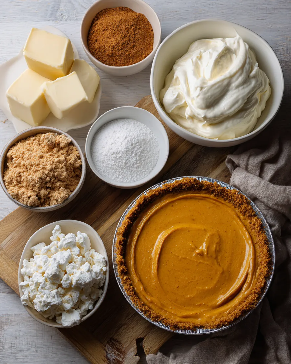 Ingredients for Indulgent Pumpkin Cream Pie Recipe for Fall Delights