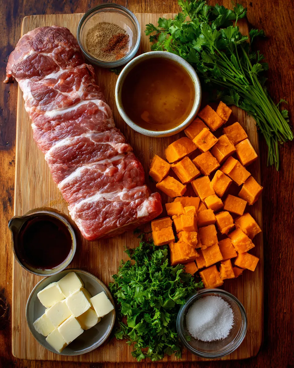 Ingredients for Delicious Apple Cider Pork: A Sweet and Savory Twist on Mashed Sweet Potatoes