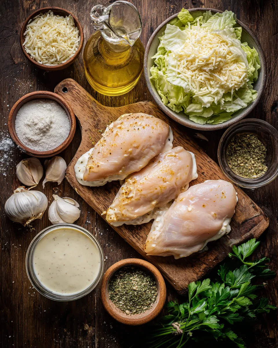 Ingredients for Irresistible Baked Caesar Chicken with Creamy Sauce