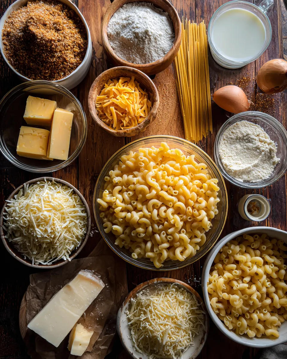 Ingredients for Ultimate Cheesy Baked Macaroni and Cheese: A Comforting Delight
