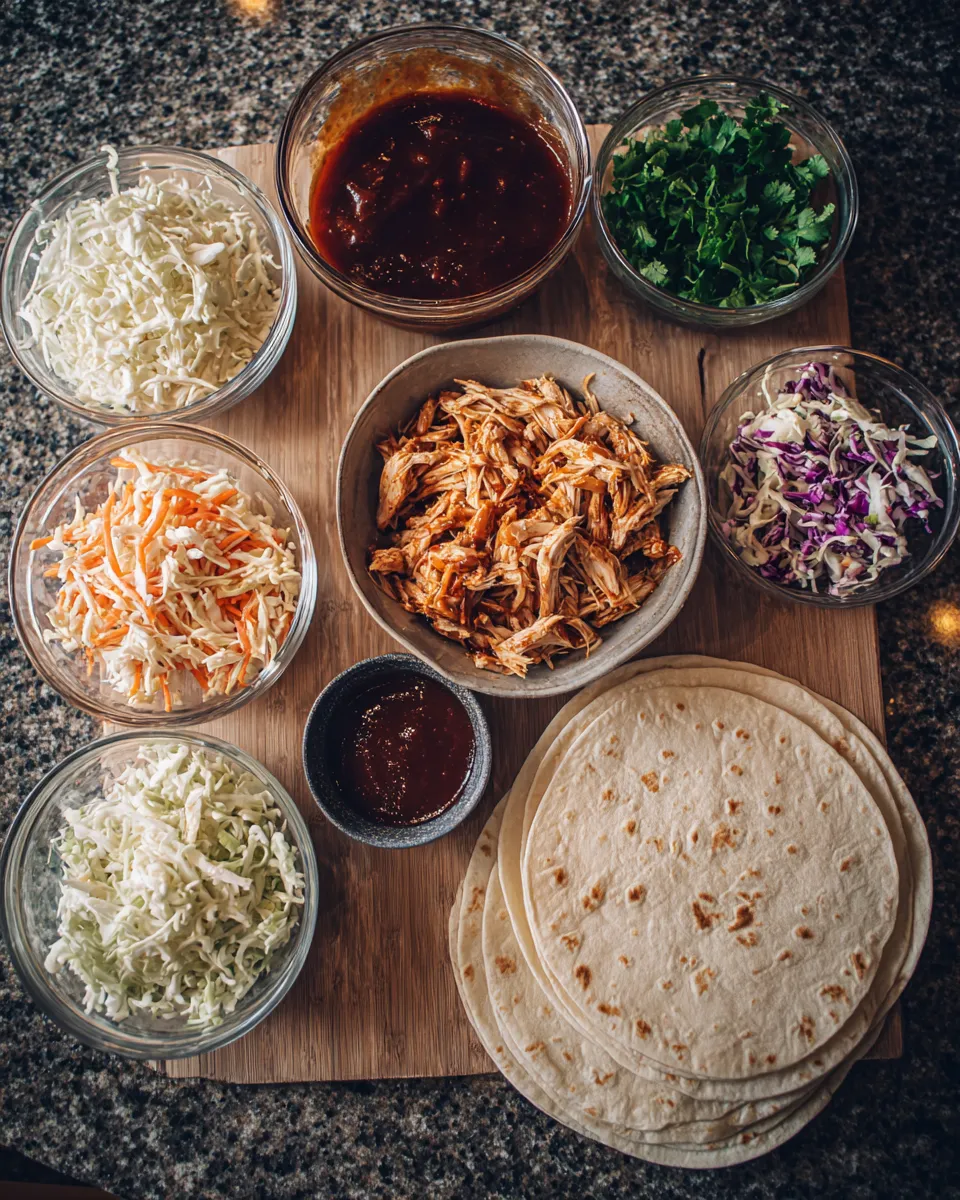 Ingredients for Sizzling BBQ Chicken Coleslaw Wraps: A Mouthwatering Delight