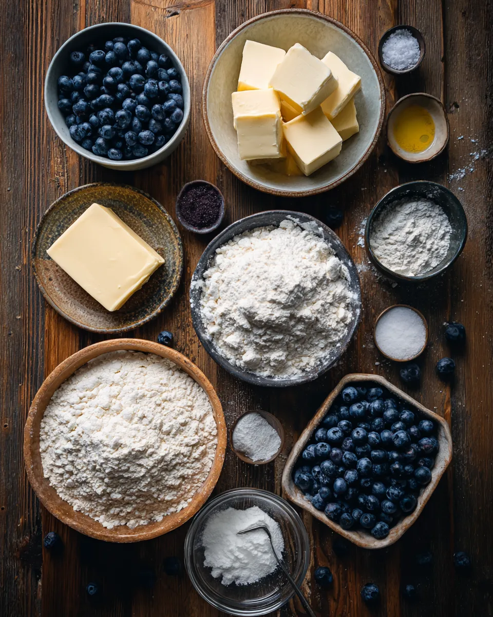 Ingredients for Deliciously Fluffy Blueberry Biscuits: A Berry Good Treat