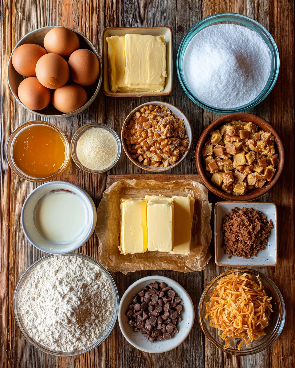 Ingredients for Indulgent Butterscotch Toffee Cookie Bars You Can't Resist