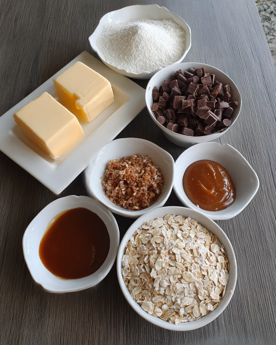 Ingredients for Irresistible Caramel Crunch Bars: A Sweet and Crunchy Delight