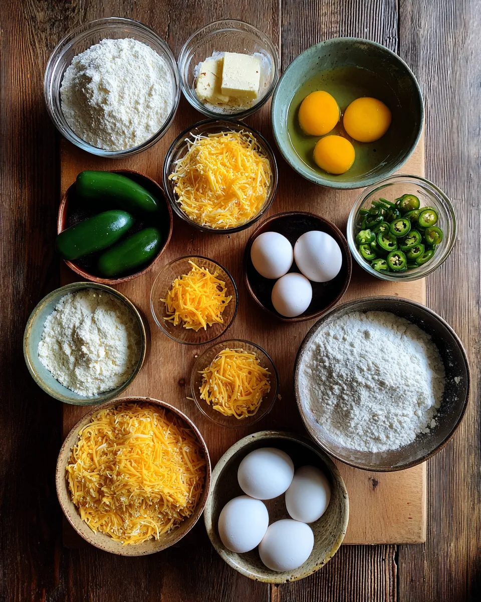 Ingredients for Spicy Cheddar Jalapeño Cornbread Waffles: A Fiery Twist on a Classic Favorite