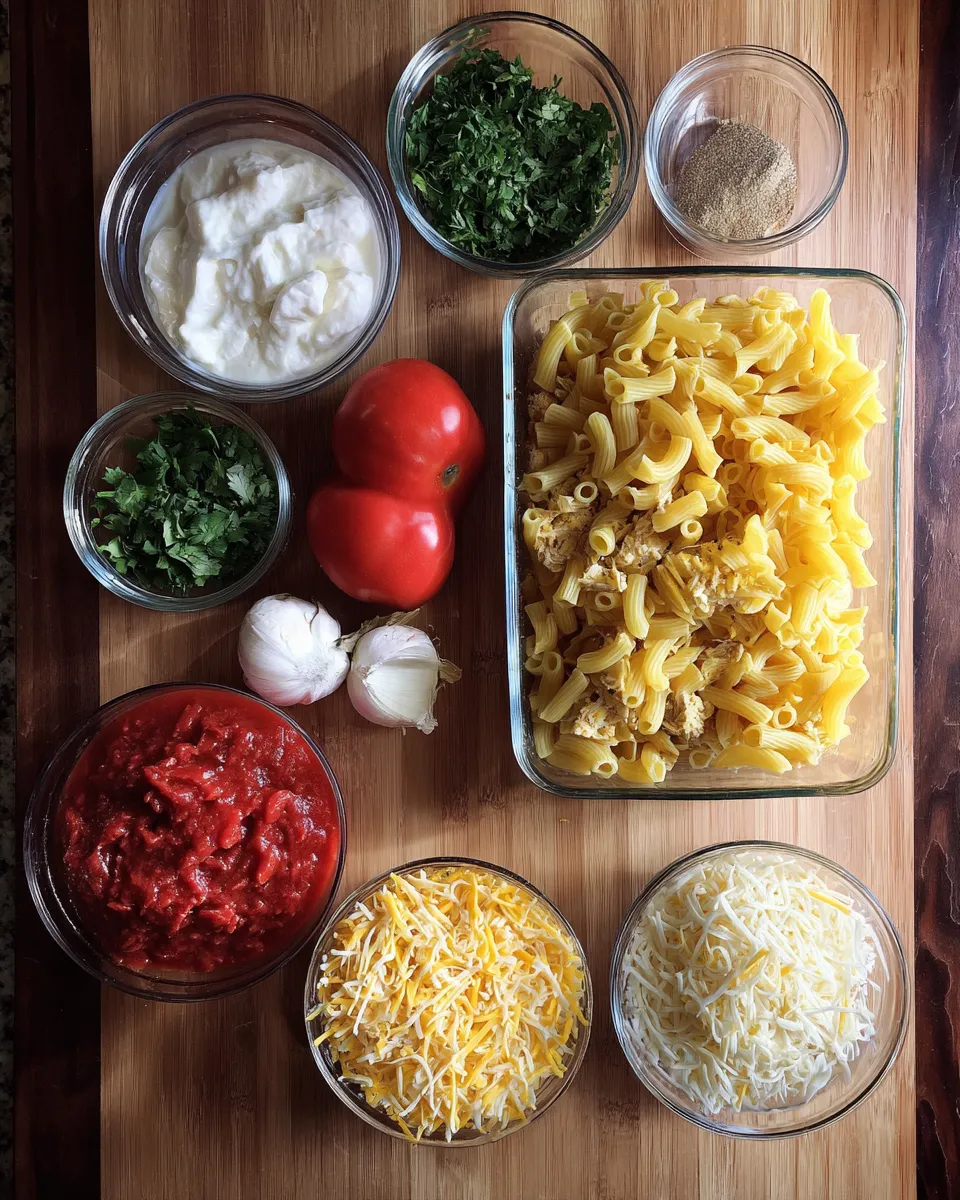 Ingredients for Cheesy Rotel Pasta Bake: Indulgent Comfort in Every Bite