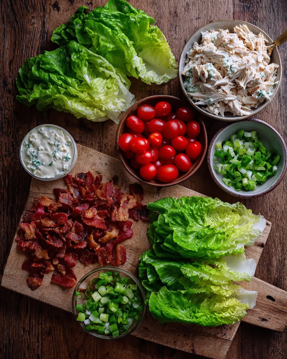 Ingredients for Irresistible Chicken Bacon Ranch Lettuce Boats
