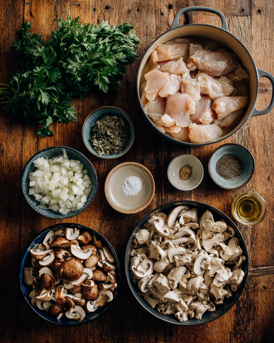 Ingredients for Savory Chicken Mushroom Soup: A Cozy Comfort in a Bowl