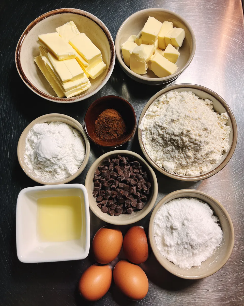 Ingredients for Indulgent Chocolate Chip Cheesecake Cookies: Decadent Delights