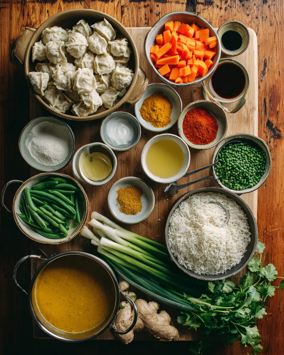 Ingredients for Indulgent Coconut Curry Soup with Dumplings: A Flavor Explosion