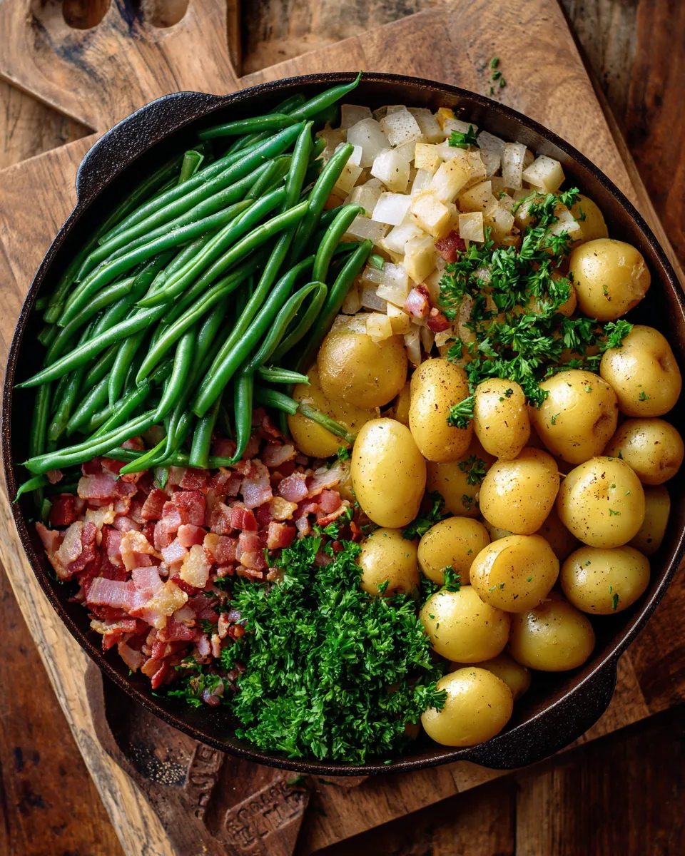 Ingredients for Delicious Country Ranch Green Beans and Potatoes with Bacon: A Flavorful Twist on a Classic Side Dish