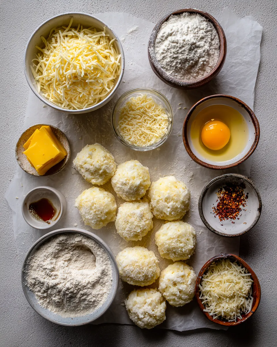 Ingredients for Irresistibly Crispy Mashed Potato Cheese Puffs