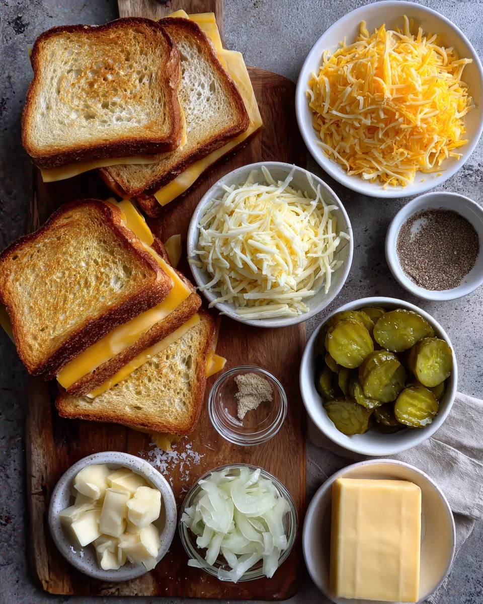Ingredients for Savory Dill Pickle Grilled Cheese Sandwich: A Flavor Explosion