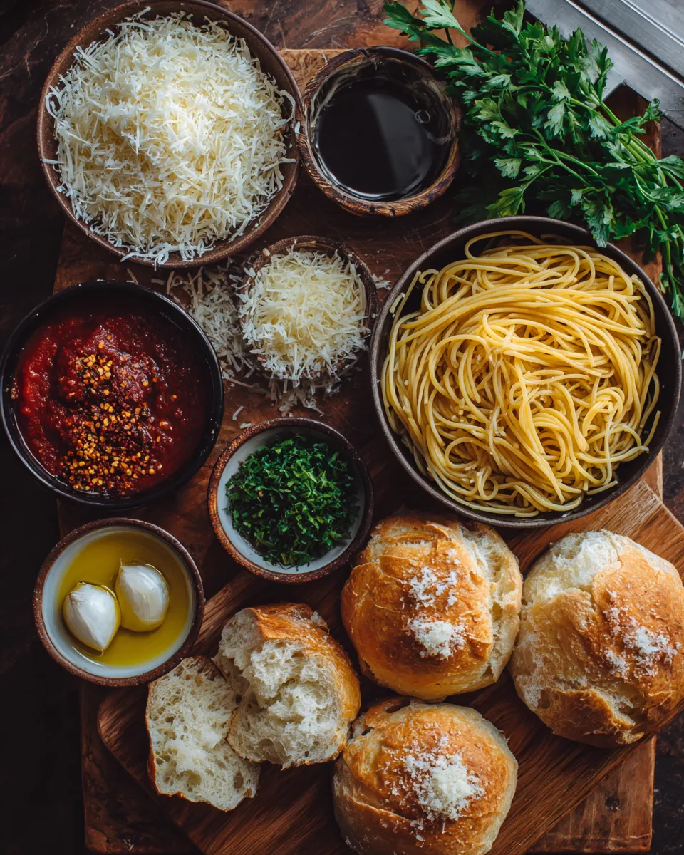 Ingredients for Quick and Delicious: Easy Spaghetti Garlic Bread Bowls