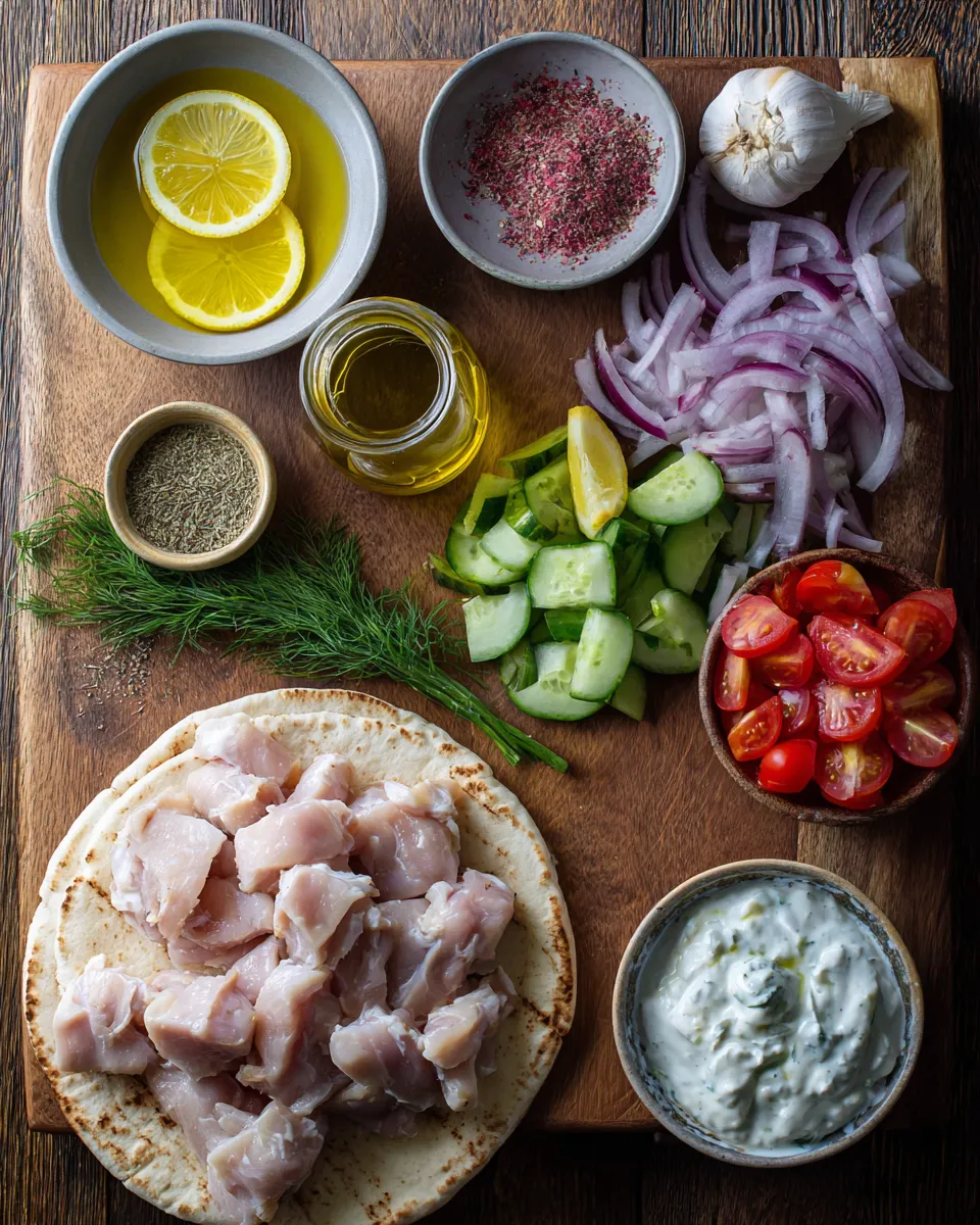 Ingredients for Delicious Greek Chicken Gyros: Elevate Your Taste Buds with Lemon-Herb Marinade