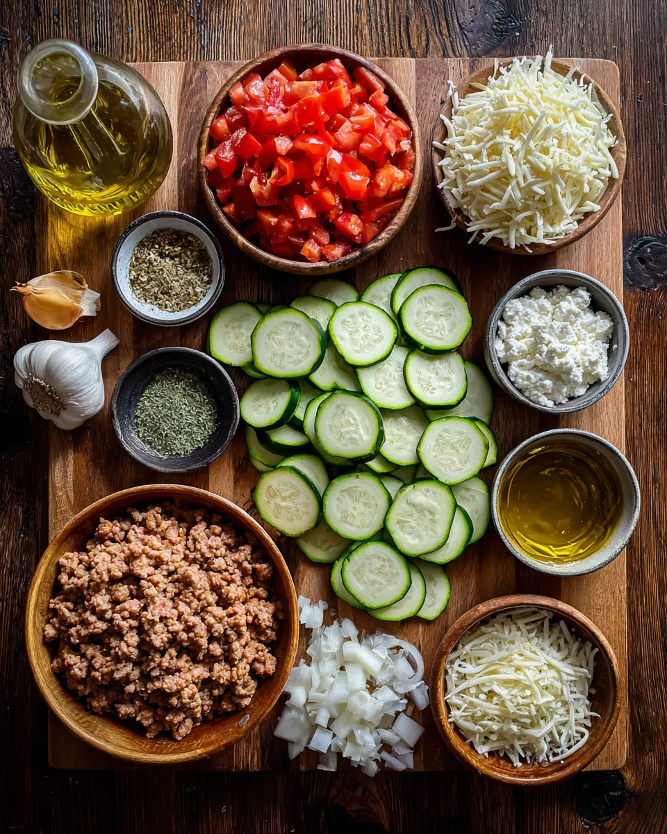 Ingredients for Healthy Ground Turkey Zucchini Casserole: A Delicious Twist on Comfort Food