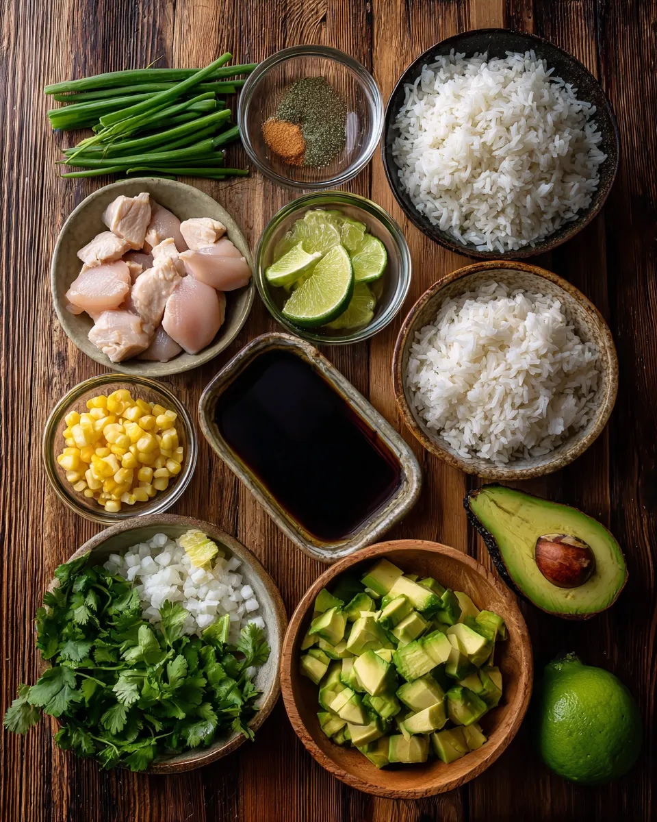 Ingredients for Deliciously Tangy Honey Lime Chicken & Rice Bowls