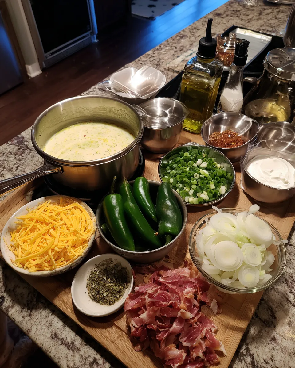 Ingredients for Spicy Jalapeño Popper Soup: A Fiery Twist on a Classic Comfort Dish