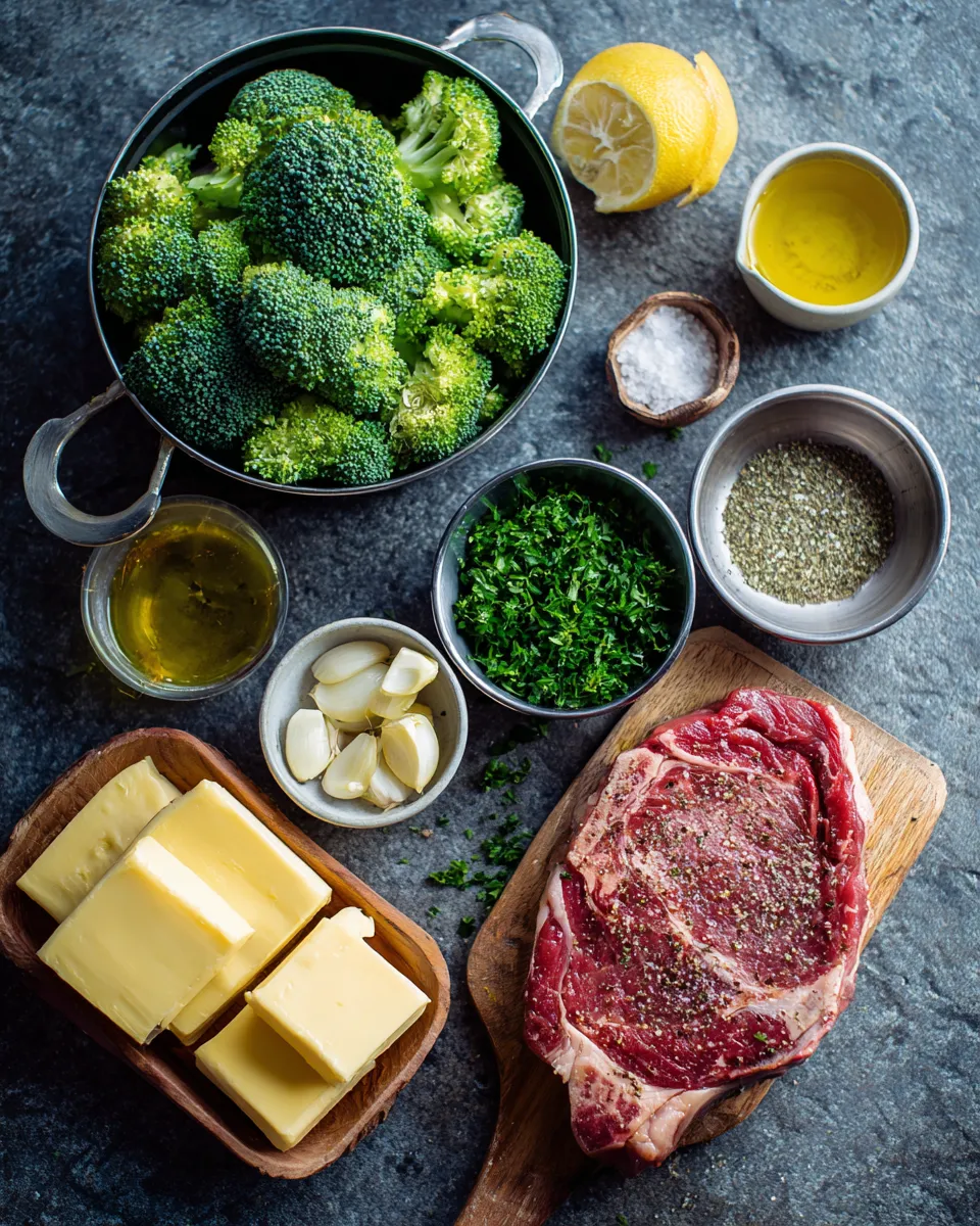 Ingredients for Sizzling Lemon Garlic Butter Steak: A Flavorful Twist with Broccoli