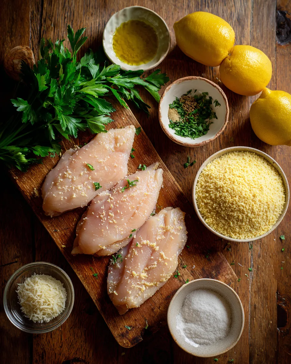 Ingredients for Tangy Lemon Pecorino Crusted Chicken: A Flavor Explosion